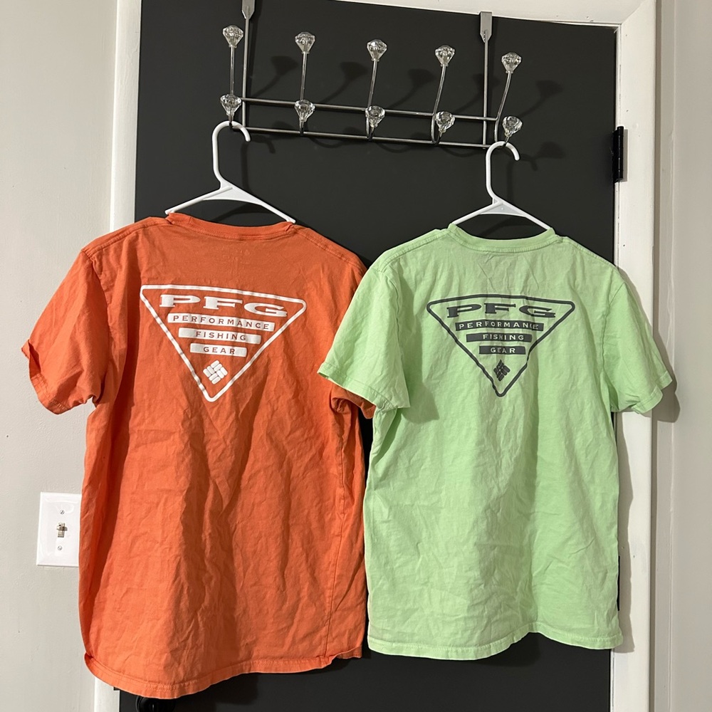 Columbia Men’s PFG Performance Fishing Gear Shirts - Orange & Green